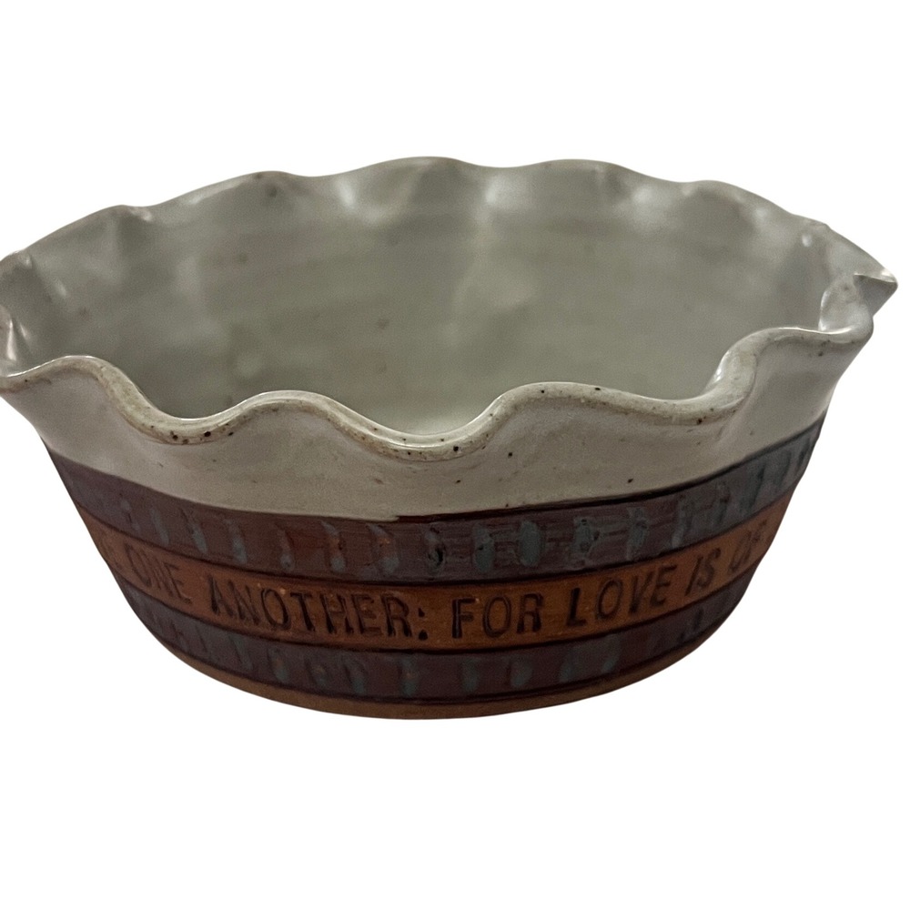 Down to Earth Pottery Scalloped Bowl 1 John 4:7 Bible Verse Studio Art Pottery